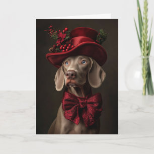 Festividades Cartão de Natal Weimaraner Elegante Cão Vitoriano
