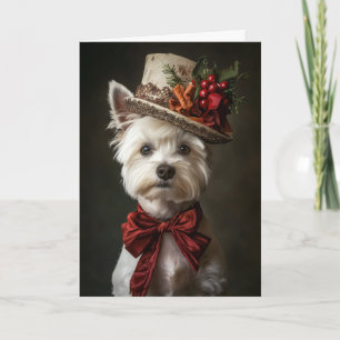 Festividades Cartão de Natal Westie Elegante Cão Vitoriano