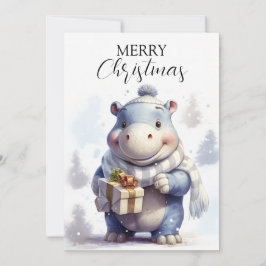 Festividades Cartão de Natal Whimsical Winter Hippo