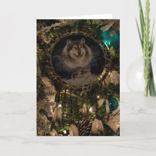 Festividades Cartão de Natal Wolf Dreamcatcher