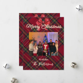 Festividades Cartão de Natal xadrez com foto da família