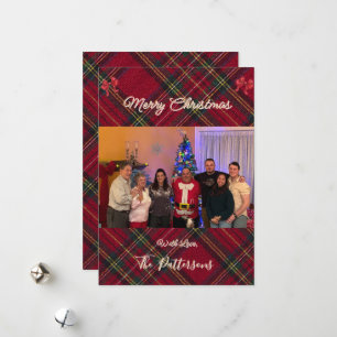 Festividades Cartão de Natal Xadrez Foto da Família Festa