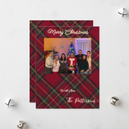 Festividades Cartão de Natal Xadrez Foto da Família Festa