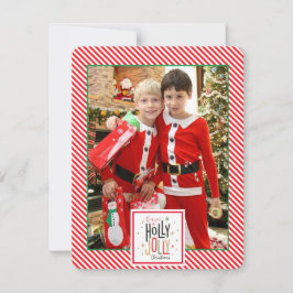 Festividades Cartão de Natal xadrez Holly Jolly (adicione sua f