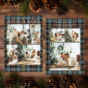 Festividades Cartão de Natal Xadrez Multi Foto Joyeux Noel