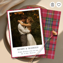 Cartão de Natal Xadrez Recém-Casados Foto Alegre e