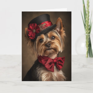 Festividades Cartão de Natal Yorkie Elegante Cachorro Vitoriano