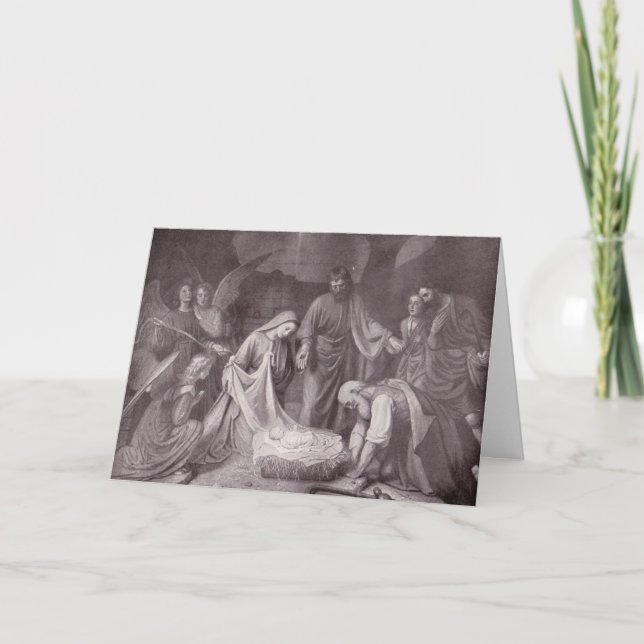 Festividades Cartão de Natividade Vintage (Frente)