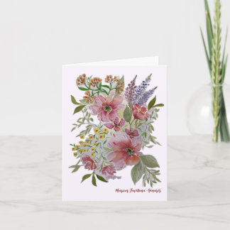Festividades Cartão de Nota/Parabéns com Buquê Floral Vermelho