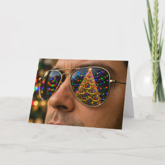 Festividades Cartão de Óculos de Sol com Reflexo da Árvore de N