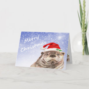 Festividades Cartão de Otter Divertido Feliz Natal