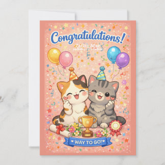 Festividades Cartão de Parabéns de Gato Fofo Kawaii Festa Gatin