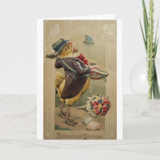 Festividades Cartão de páscoa alemão do Victorian - Frohliche (Frente)