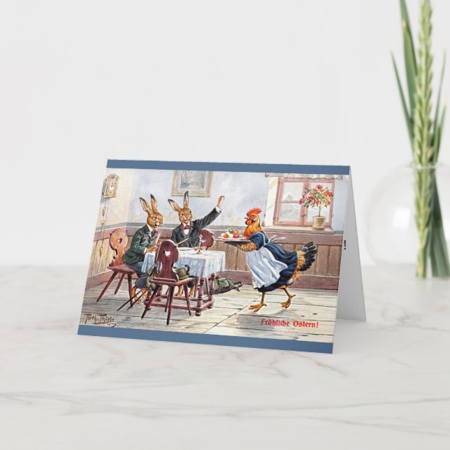 Festividades Cartão de Páscoa Arthur Thiele - Bunnies Dine no C (Frente)