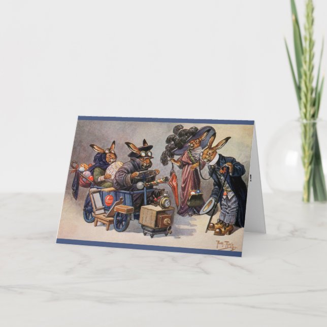 Festividades Cartão de Páscoa Arthur Thiele - Bunnies no Automó (Frente)