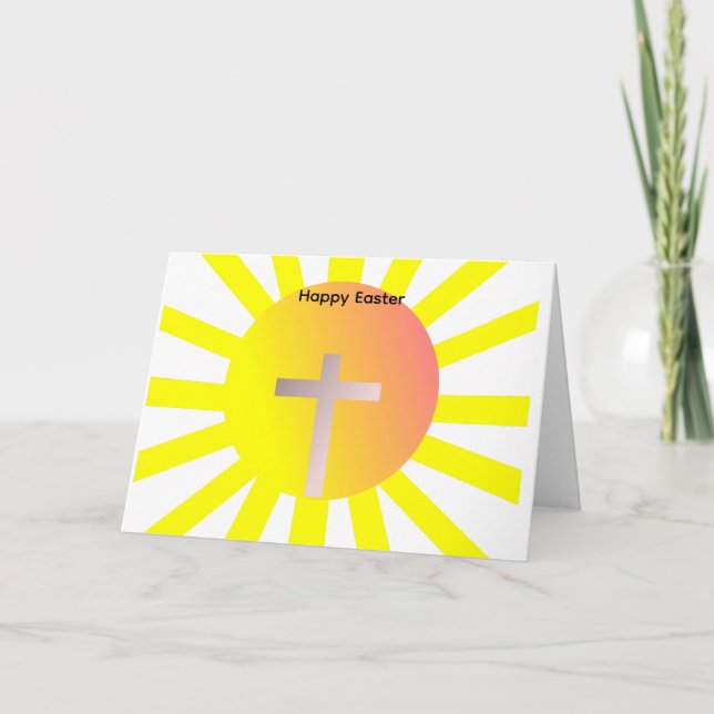 Festividades cartão de Páscoa com sol e cruz (Frente)