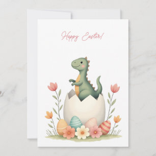 Festividades Cartão de páscoa com um dinossauro em cores pastos