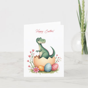 Festividades Cartão de páscoa com um dinossauro em cores pastos