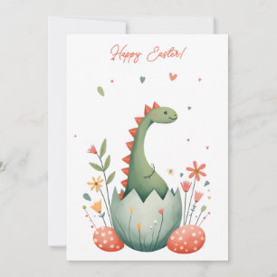 Festividades Cartão de páscoa com um dinossauro em cores pastos