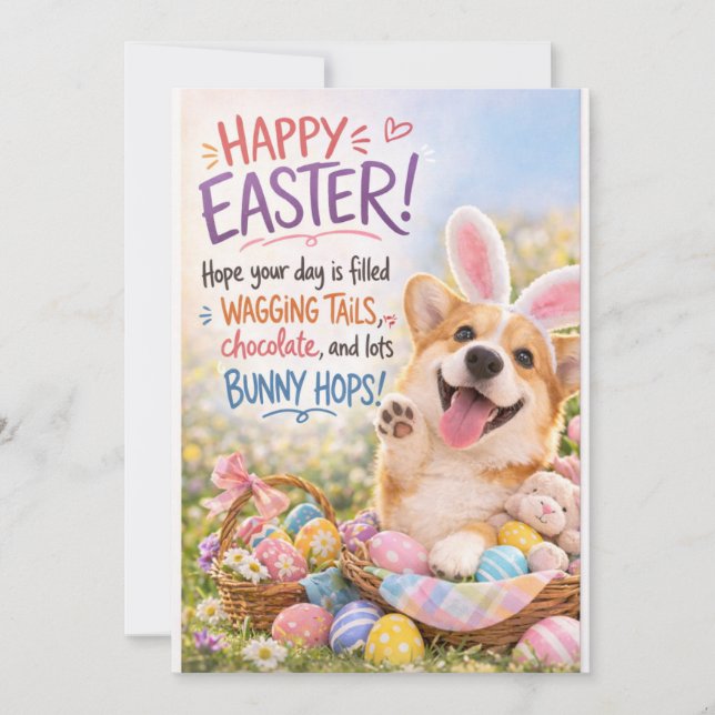 Festividades Cartão de Páscoa Corgi (Frente)