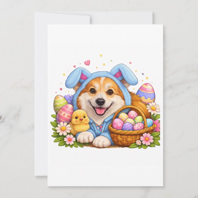 Festividades Cartão de Páscoa Corgi (Frente)