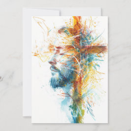 Festividades Cartão de Páscoa Cristão, Watercolor Jesus Cross
