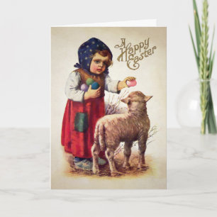 Festividades Cartão de Páscoa de Menina Assustadora Vintage