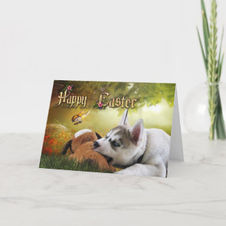 Festividades Cartão de páscoa do filhote de cachorro do rouco