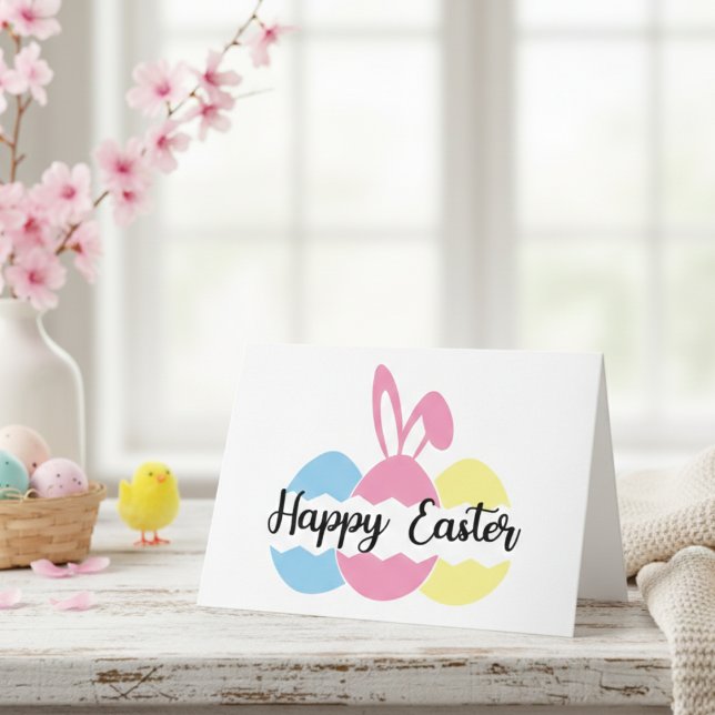Festividades Cartão de Páscoa Personalizado Colorido em Pastel (Colorful Pastels Custom Happy Easter Holiday Card)