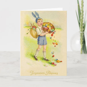 Festividades Cartão de Páscoa Vintage French Joyeuses Pâques