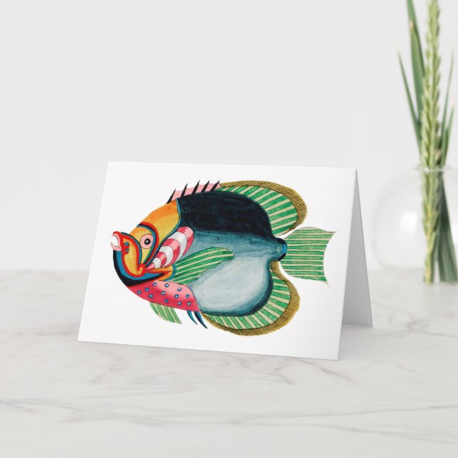 Festividades Cartão de peixe antigo (Frente)