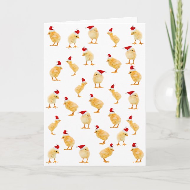 Festividades Cartão de Pintinhos Feliz de Natal (Frente)