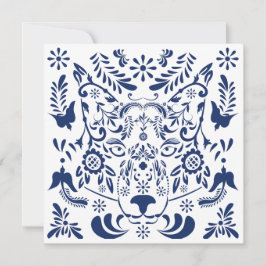 Festividades Cartão de Posto de padrão tradicional Wolf