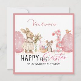 Festividades Cartão de primeira Páscoa personalizado, coelho, 2
