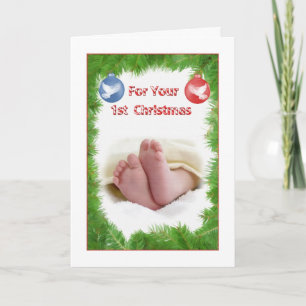 Festividades Cartão de Primeiro Natal do Bebê