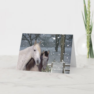 Festividades Cartão de queda da neve dos cavalos