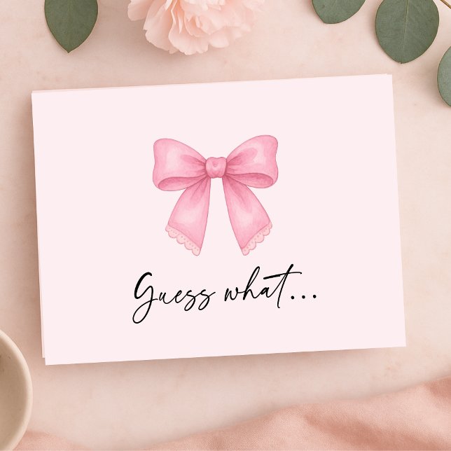 Festividades Cartão de Revelação de Férias de Surpresa com Laço (Cute Bow Surprise Holiday Vacation Reveal Card (Front))