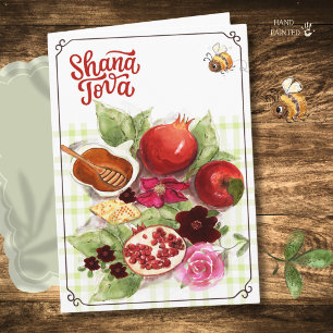 Festividades Cartão de Rosh Hashanah Shana Tova em Aquarela