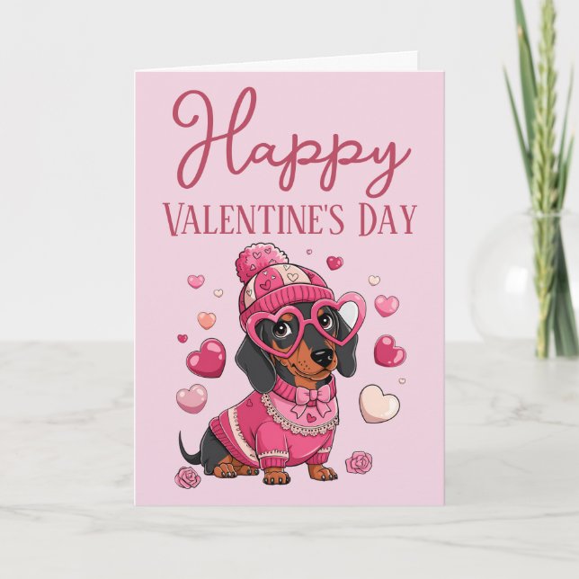 Festividades Cartão de São Valentão Maravilhoso de Dauschund Fo (Frente)