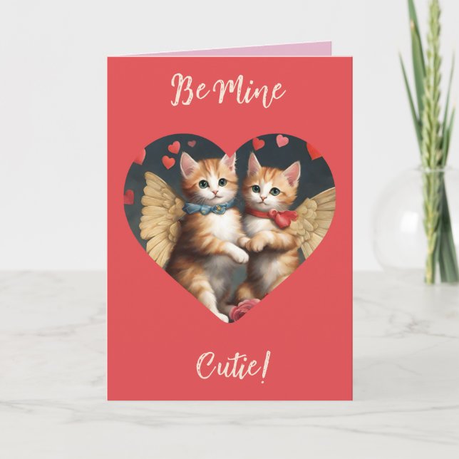 Festividades Cartão de São Valentim de gato Cupido seja meu  (Frente)