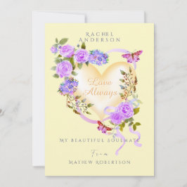 Festividades Cartão de São Valentim de Rosa Amarela Roxa Românt