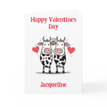 Cartão de São Valentim de Vaca Engraçado Personali