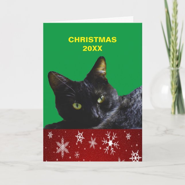 Festividades Cartão de Saudação 20XX de Gato Preto (Frente)