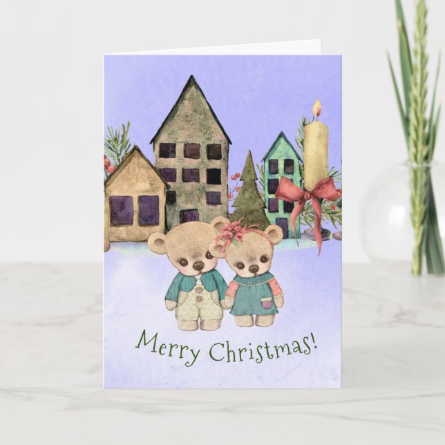 Festividades Cartão de Saudação Bears Christmas (Frente)
