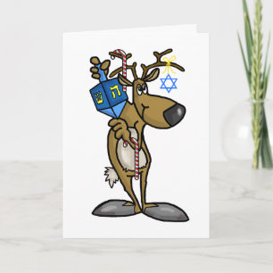 Festividades Cartão de Saudação Chrismukkah com Reindeer Jud