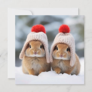 Festividades Cartão de Saudação Coelhinhos da Neve