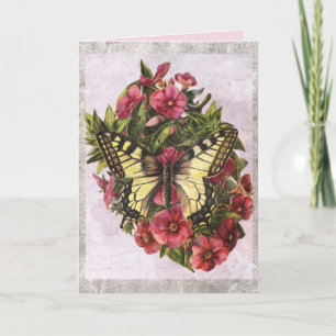 Festividades cartão de saudação da borboleta e flores