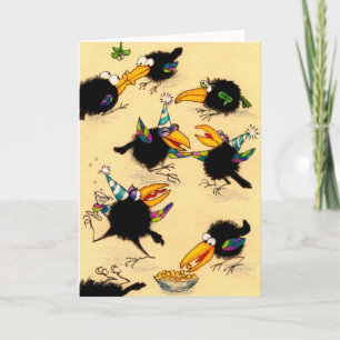 Festividades Cartão de saudação da festa de Natal Crow Engraçad