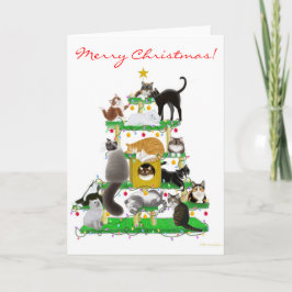 Festividades Cartão de Saudação de Árvore de Gato de Natal