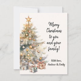Festividades Cartão de Saudação de Árvore de Natal com Aquarela